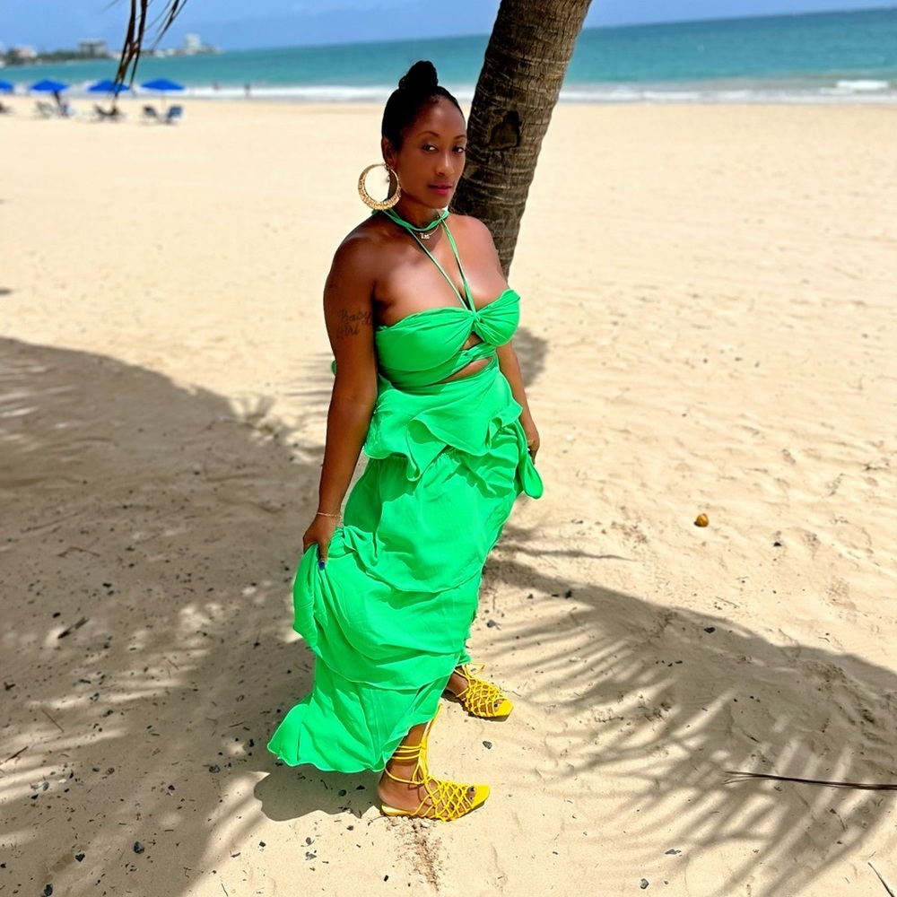 Bright Green Cutout Maxi Dress